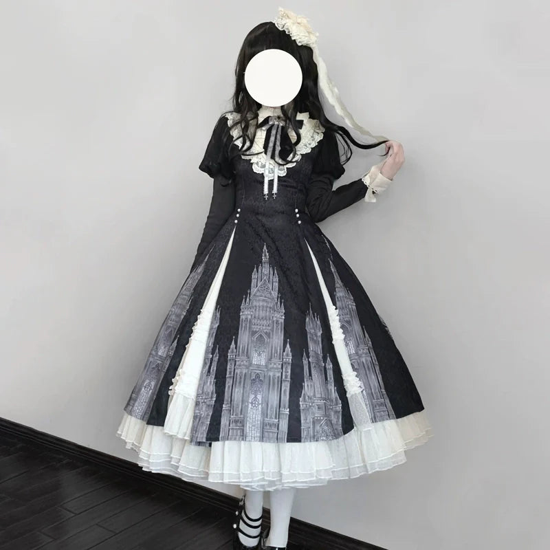 Letters from Unknown Star - Church Bell - Elegant Lolita OP Dress Long Sleeve Spring Autumn