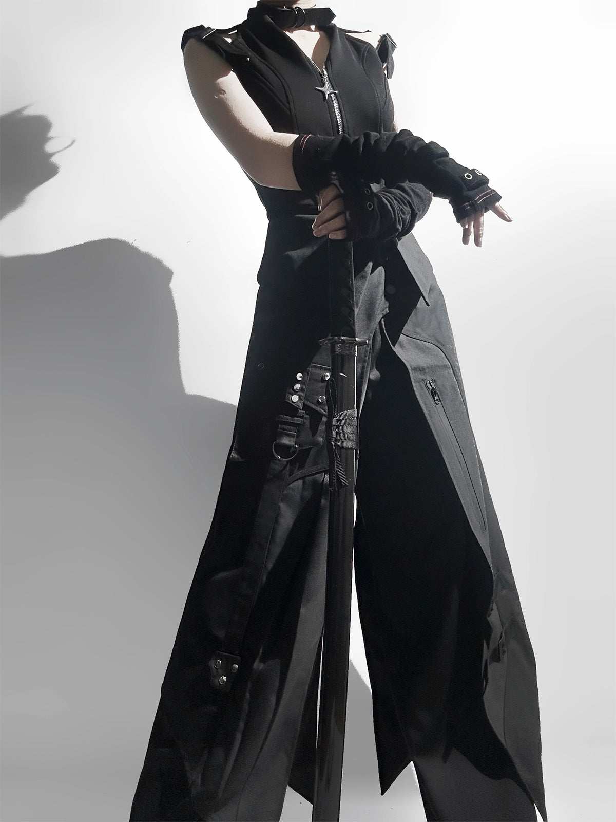 Your Princess - Nightblade - Black Ouji Lolita Apron Pants Suit