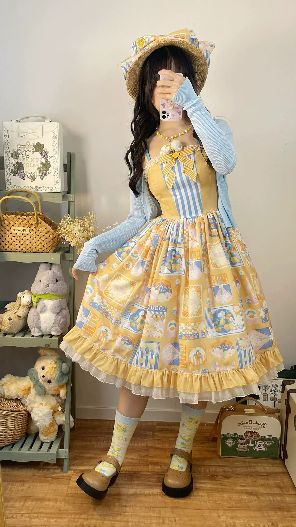 Miss Point - Daisy Lemon - Daily Lolita Lemon Print JSK Customized
