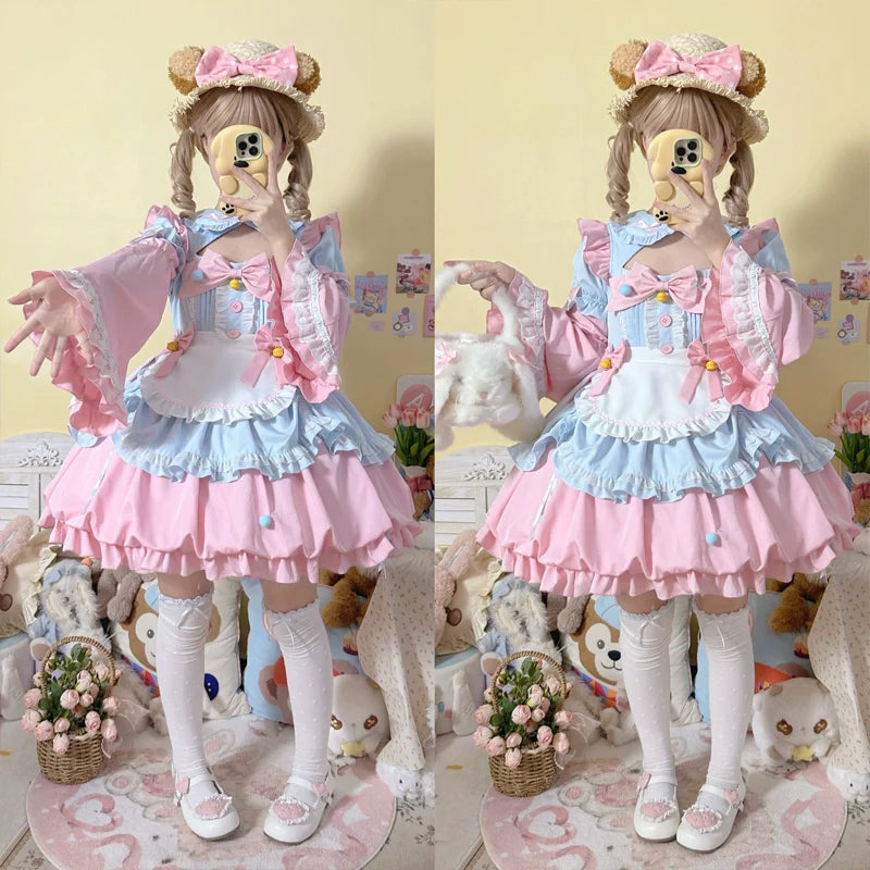 Hanguliang - Cute Maid Lolita Apron OP Dress