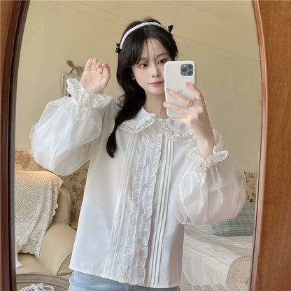 Sugar Girl - Sweet Lolita Shirt White Doll Collar Shirt