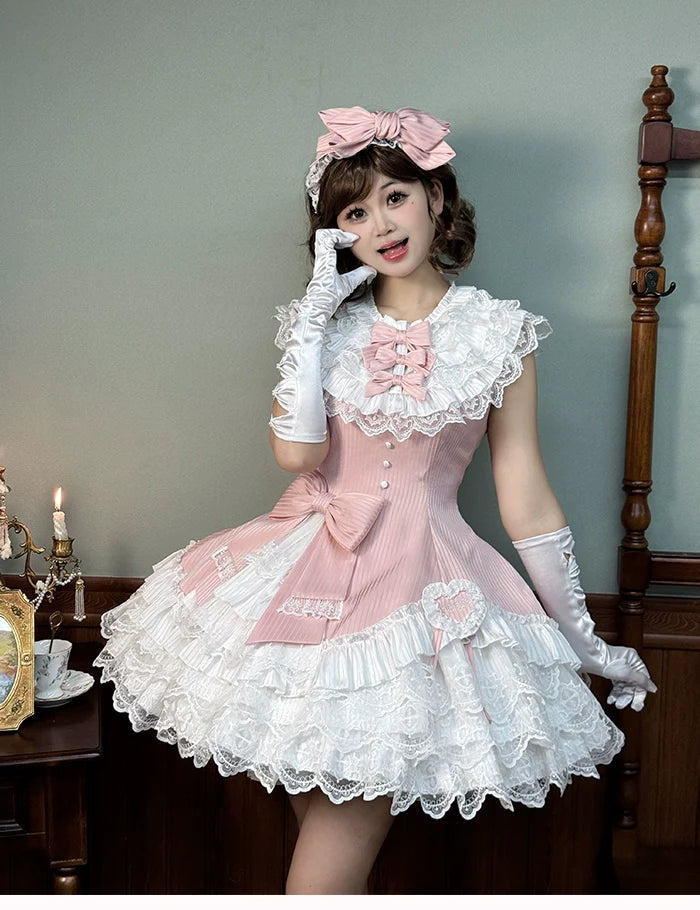 Alice Girl - Arrogant Miss - Sweet Lolita Jumper Dress with Tiered Lace Dress