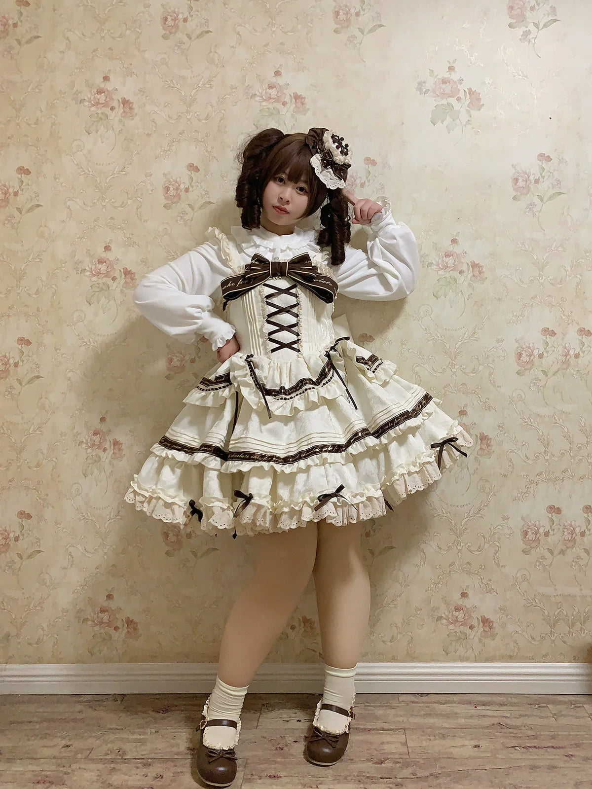 Chubby Cat Diary - Chocolate Layer Cake - Plus Size Cotton Lolita Jumper Dress