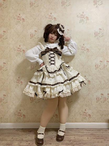 Chubby Cat Diary - Chocolate Layer Cake - Plus Size Cotton Lolita Jumper Dress