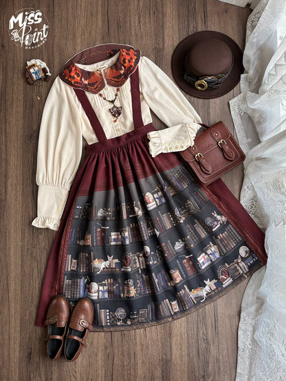 Miss Point - German Bookshelf - Classic Lolita SK, Detachable Suspenders