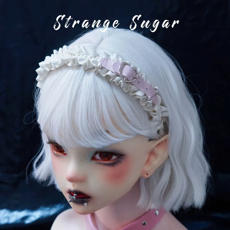 Strange Sugar - Sweet Lolita KC White Pink Ruffled Hairband Accessories