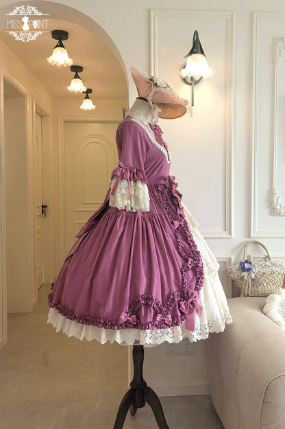 Miss Point - Lilyka Garden - Classic Lolita OP Dress Set Elegant Floral Wall Princess Sleeve