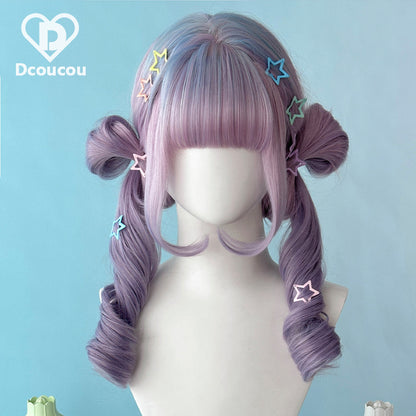 Dcoucou - No-Heart Rabbit 45cm Long Curly Ponytail Wig Multicolors