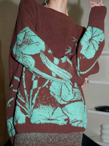 Knitted Jacquard Sweater & Skirt