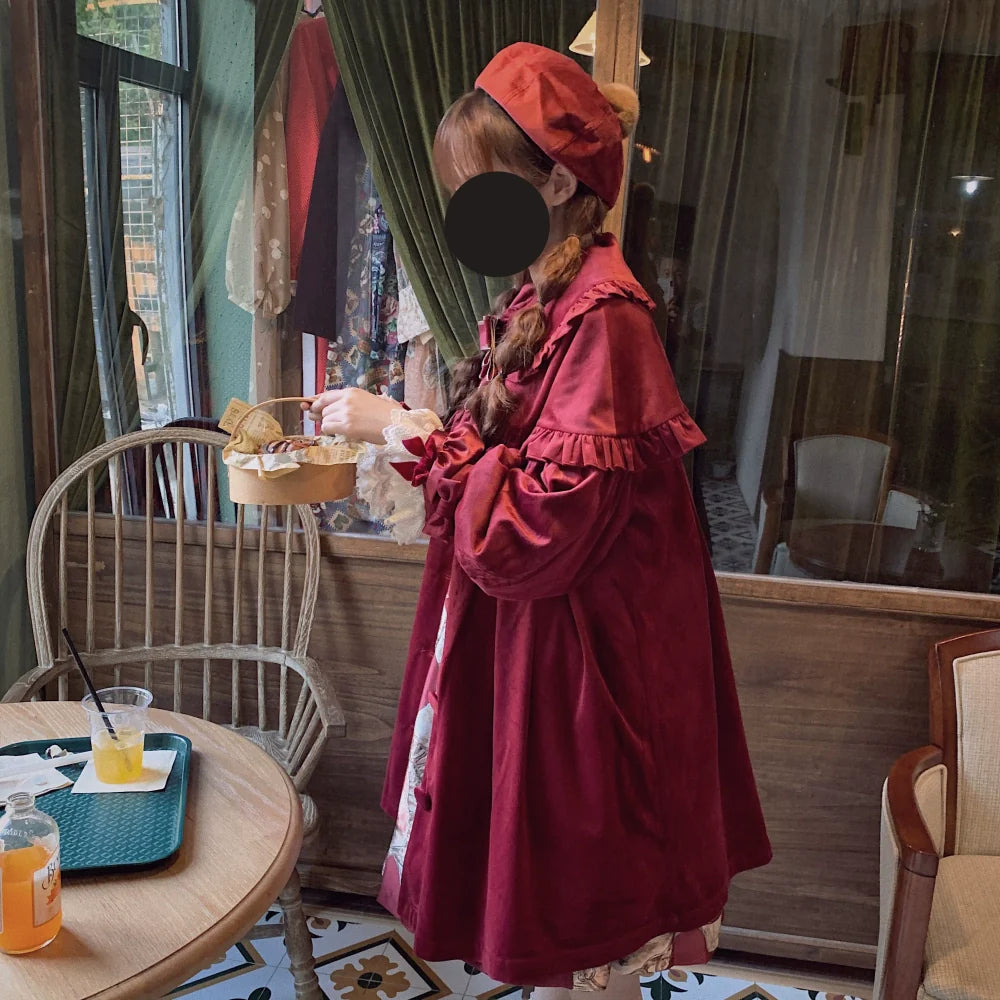 Dark Star Island - Winter Lolita Cape Velvet Antique Lolita Coat