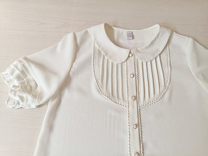 Youlan Lane - Elegant Lolita Chiffon White Short Blouse