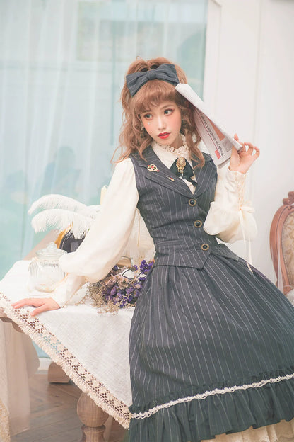 Miss Point - Rose Doll - Elegant Lolita Striped Fishbone Skirt