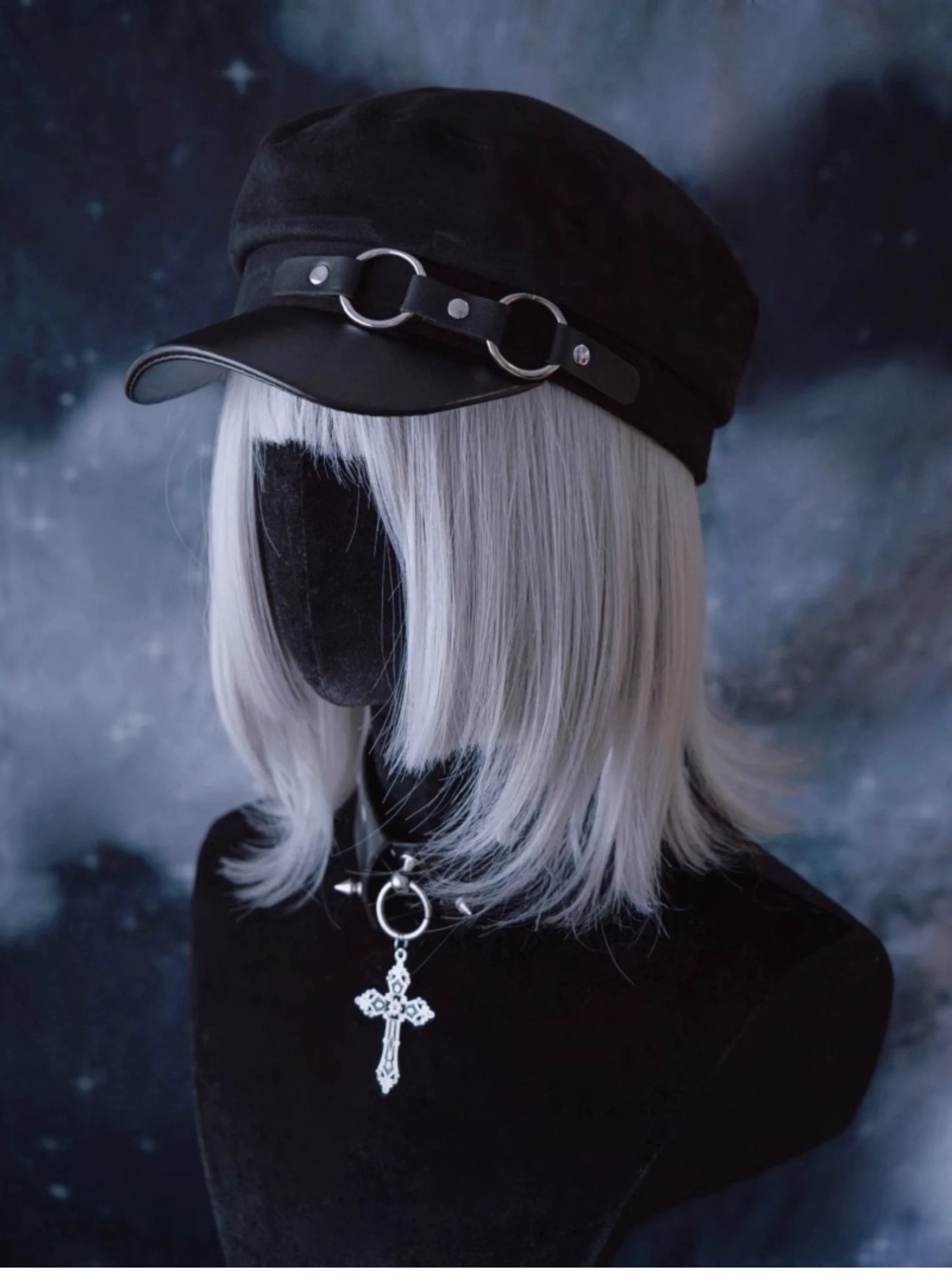 Strange Sugar - Gothic Lolita Hat Leather Buckle Lolita Newsboy Hat