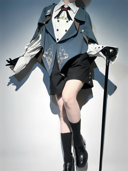 Designer's Gift - Narrative Poem - Ouji Lolita Shorts Suit with Shirt Cape and Vest
