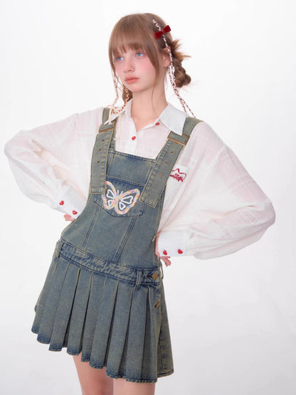 Denim suspender skirt【s0000007531】