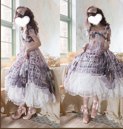 ThinkFly - Pleated Heart - Elegant Lolita Petticoat with Dotted Gauze Hem