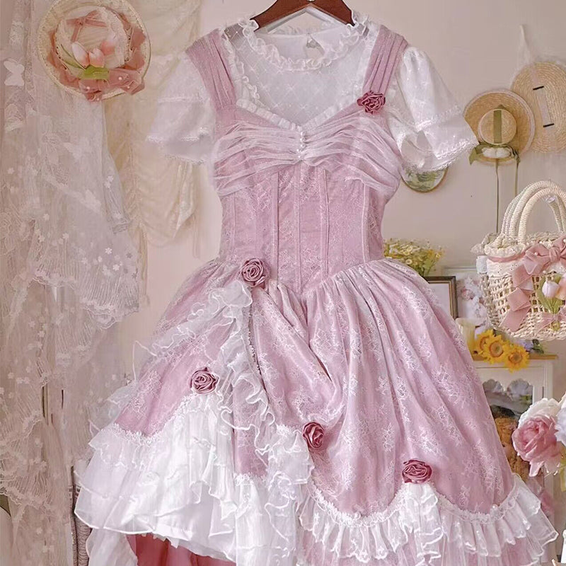 Sakurada Fawn - Manta - Plus Size Sweet Lolita JSK Dress with Rose Decoration