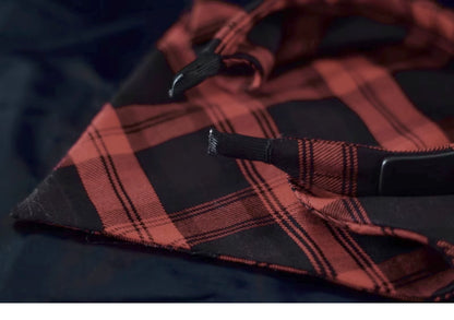 Strange Sugar - Gothic Lolita Black-red Plaid Hairband