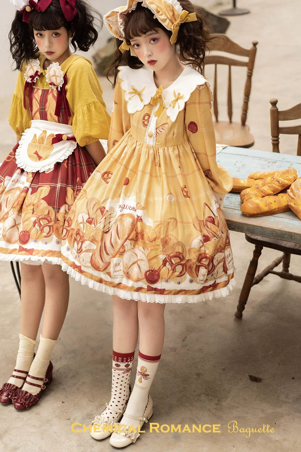 Chemical Romance - Freshly Baked Bread - Sweet Lolita OP Dress Long Sleeve Dress