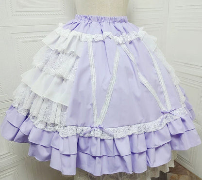 Sweet Angel - Japanese Sweet Lolita Skirt Retro Showa Knee Cake Dress