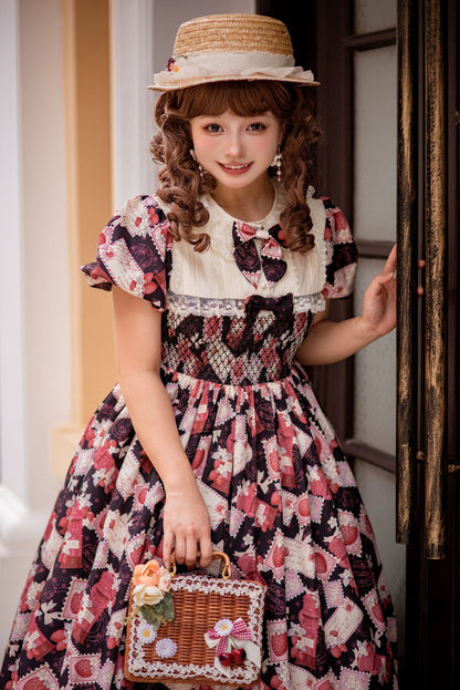Strawberry Witch - Kawaii Lolita OP Dress, Strawberry Print