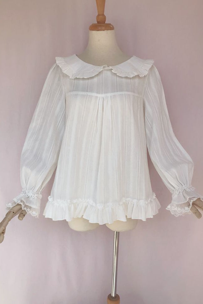Yilia - Sweet Lolita Cotton Long Sleeve Blouse