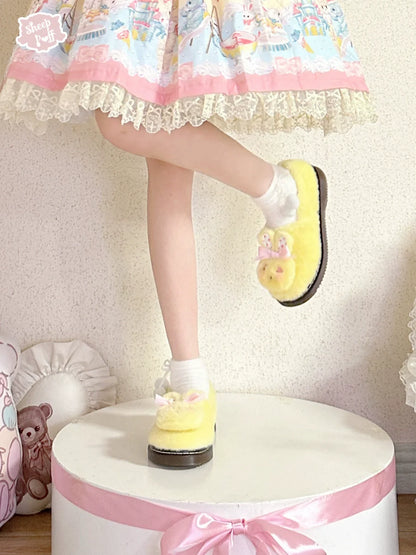 Sheep Puff - Rabbit Fur - Sweet Lolita Shoes Plush Rabbit Winter Lolita Shoes