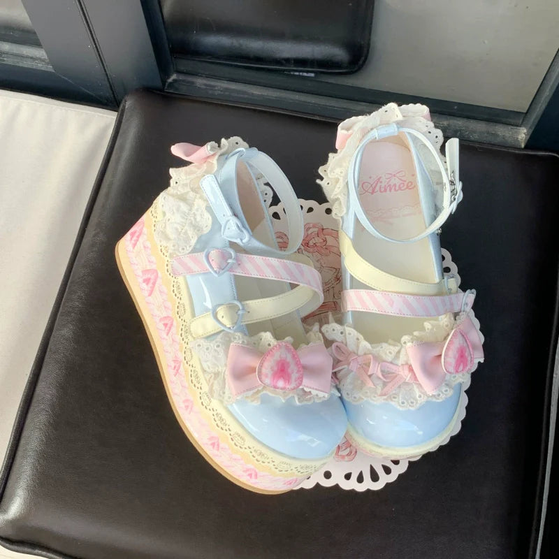 Aimee - Strawberry Limited - Sweet Lolita Platform Shoes Girlish Shoes