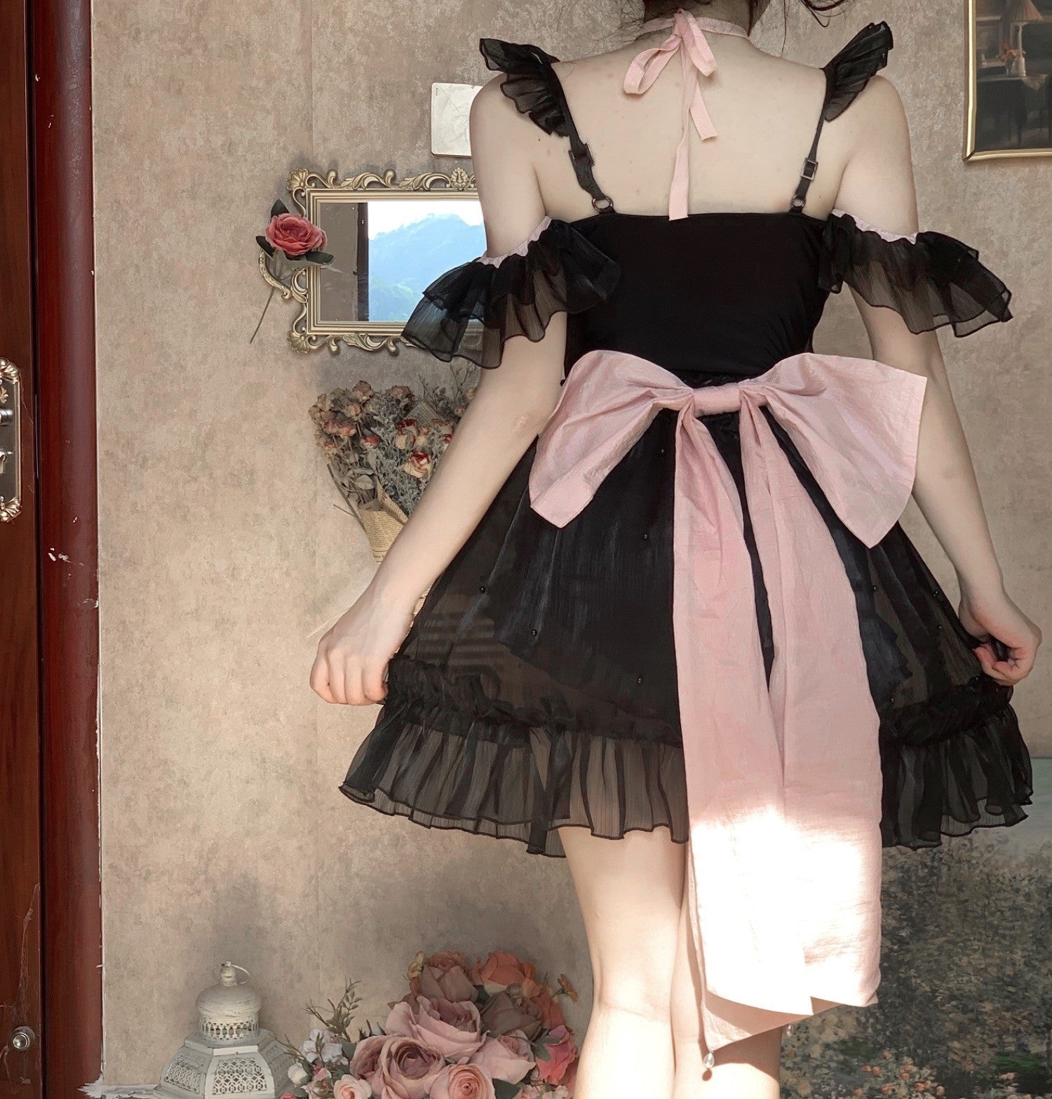 Polaris Lolita - Mermaid - Lolita Inspired Swimsuit with Tulle Overlay and Trailing