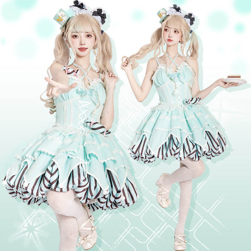OCELOT - Sweety Gummy - Sweet Lolita JSK Dress Big Bow Flower Bud Lolita Dress