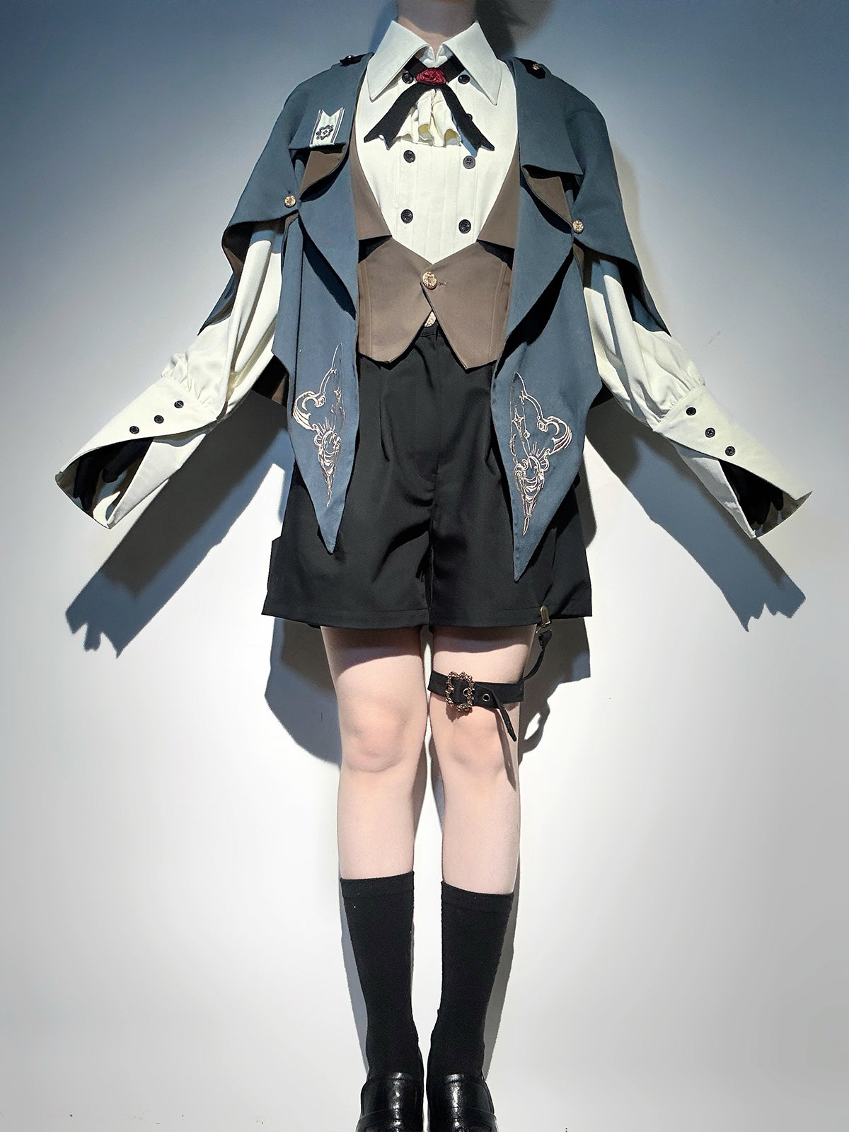Designer's Gift - Narrative Poem - Ouji Lolita Shorts Suit with Shirt Cape and Vest