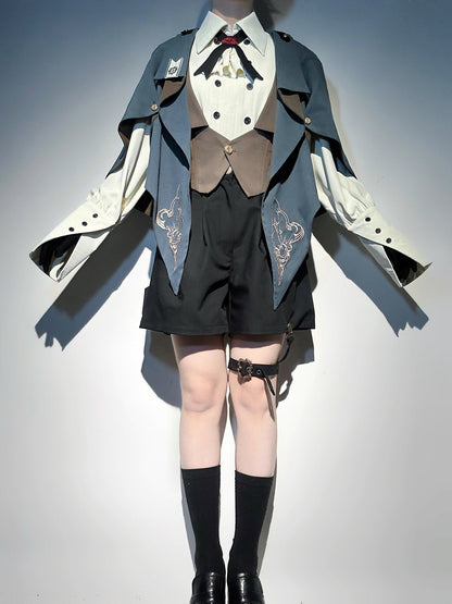 Designer's Gift - Narrative Poem - Ouji Lolita Shorts Suit with Shirt Cape and Vest