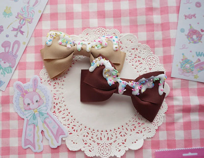 Cat Tea Party - Handmade Sweet Lolita Bow Hair Clip Cute Imitation Cream Cake