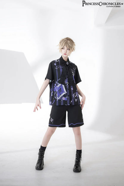 Princess Chronicles - Summer Ouji Lolita Print Loose Shirt Outfit