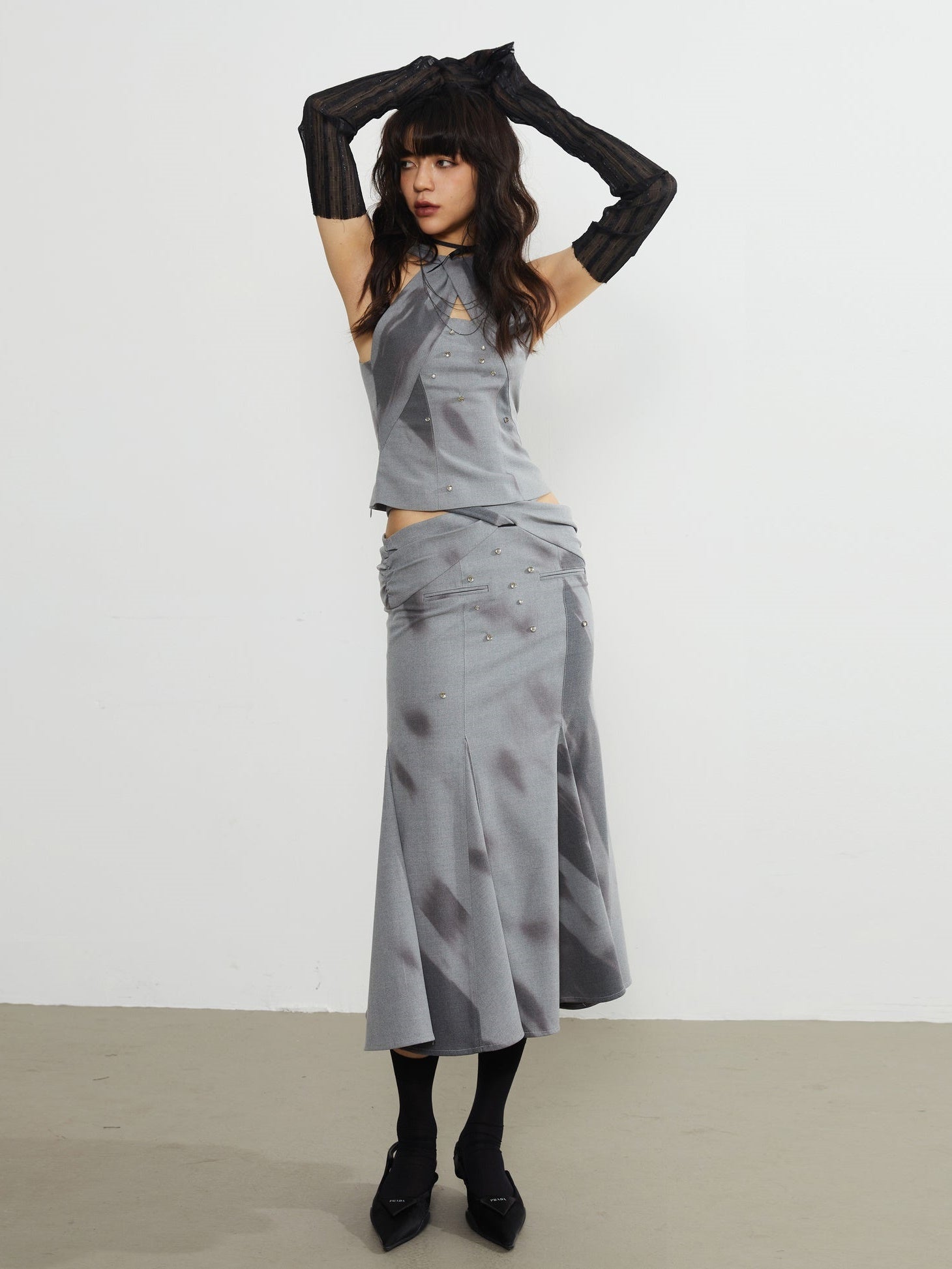 Printing Punk Hollow Skirt