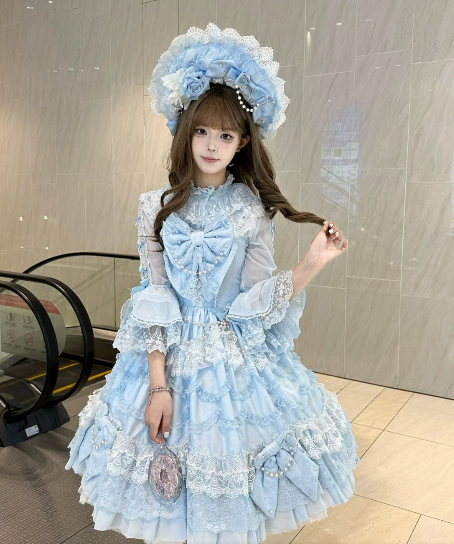 Mengfuzi - Dream Paradise - Chiffon Sweet Lolita Blouse With Half Princess Sleeves