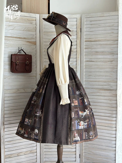 Miss Point - German Bookshelf - Classic Lolita SK, Detachable Suspenders
