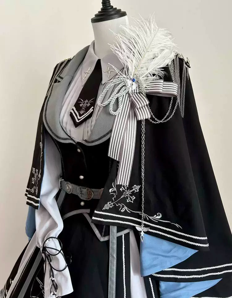 CHUNLV LOLITA - Dark Night Contract - Blue Military Lolita Dress Suit Skirt Elegant OP Cape