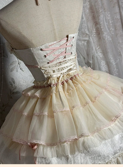 Alice Girl - Cross - Gothic Princess Lolita Corset with Multiple Layers Hem