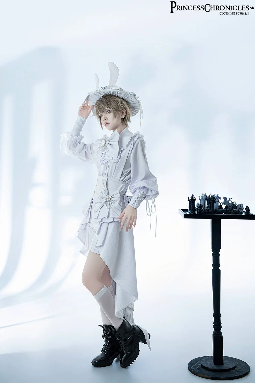 Princess Chronicles - Rabbit Theater White Moonlight - Ouji Lolita Shorts Set, Rabbit Hat