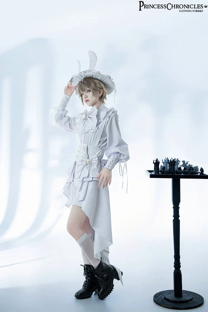 Princess Chronicles - Rabbit Theater White Moonlight - Ouji Lolita Shorts Set, Rabbit Hat