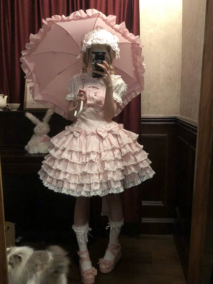 Nn Star - Half Sugar Ism - Sweet Lolita JSK Low Waist Dress With Tiered Hem