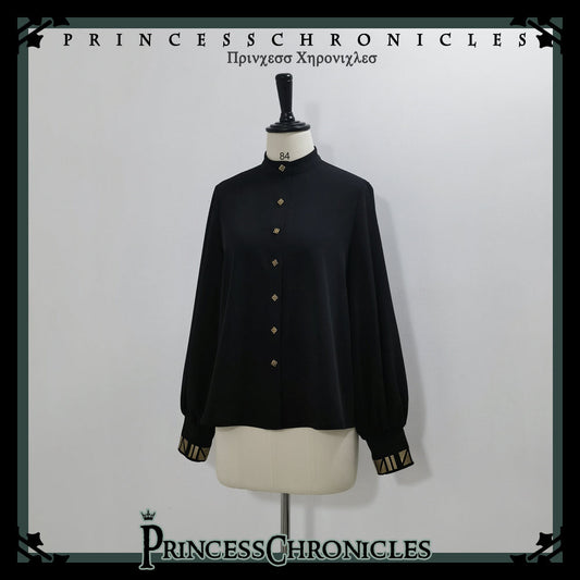 Princess Chronicles - Black Cat - Ouji Lolita Shirt Vintage Blouse