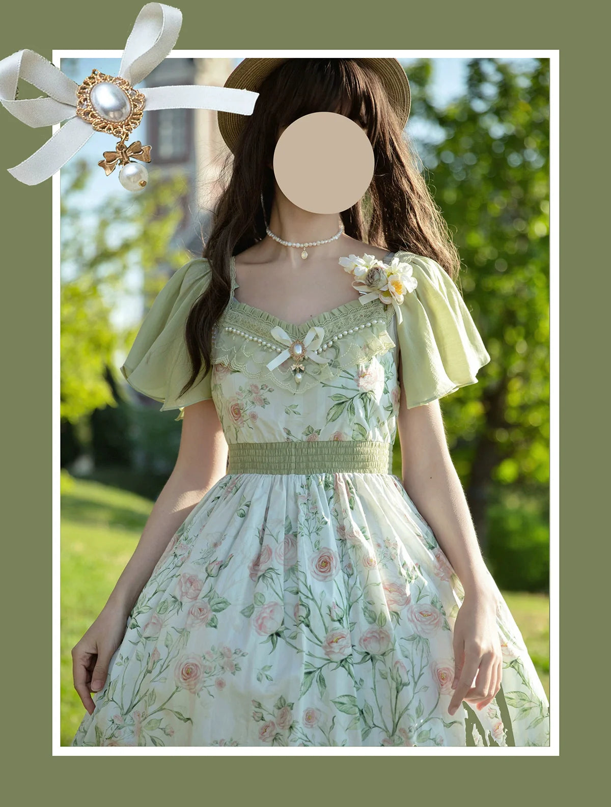 EESSILY - The Rose Dowry - Daily Cotton Lolita OP Dress V-neck Dress