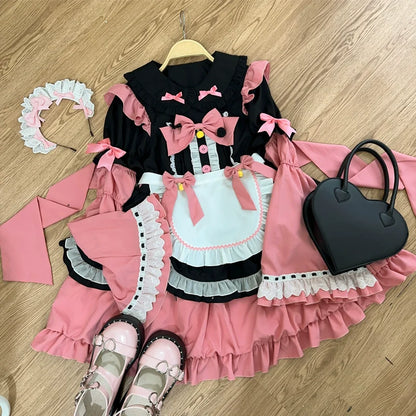Hanguliang - Cute Maid Lolita Apron OP Dress
