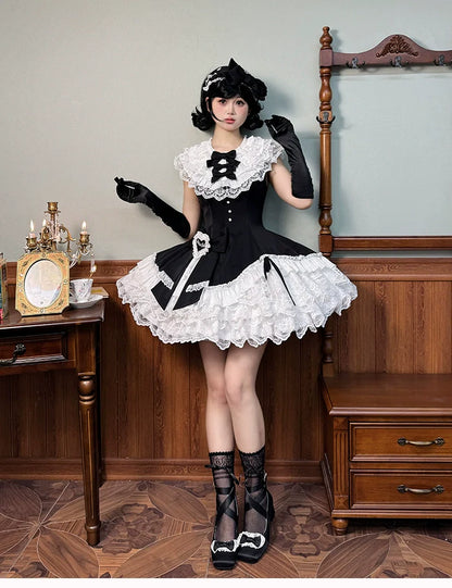 Alice Girl - Arrogant Miss - Sweet Lolita Jumper Dress with Tiered Lace Dress
