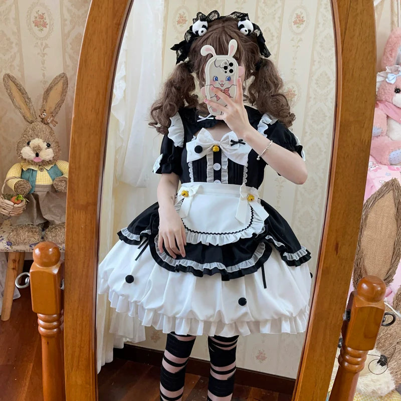 Hanguliang - Cute Maid Lolita Apron OP Dress