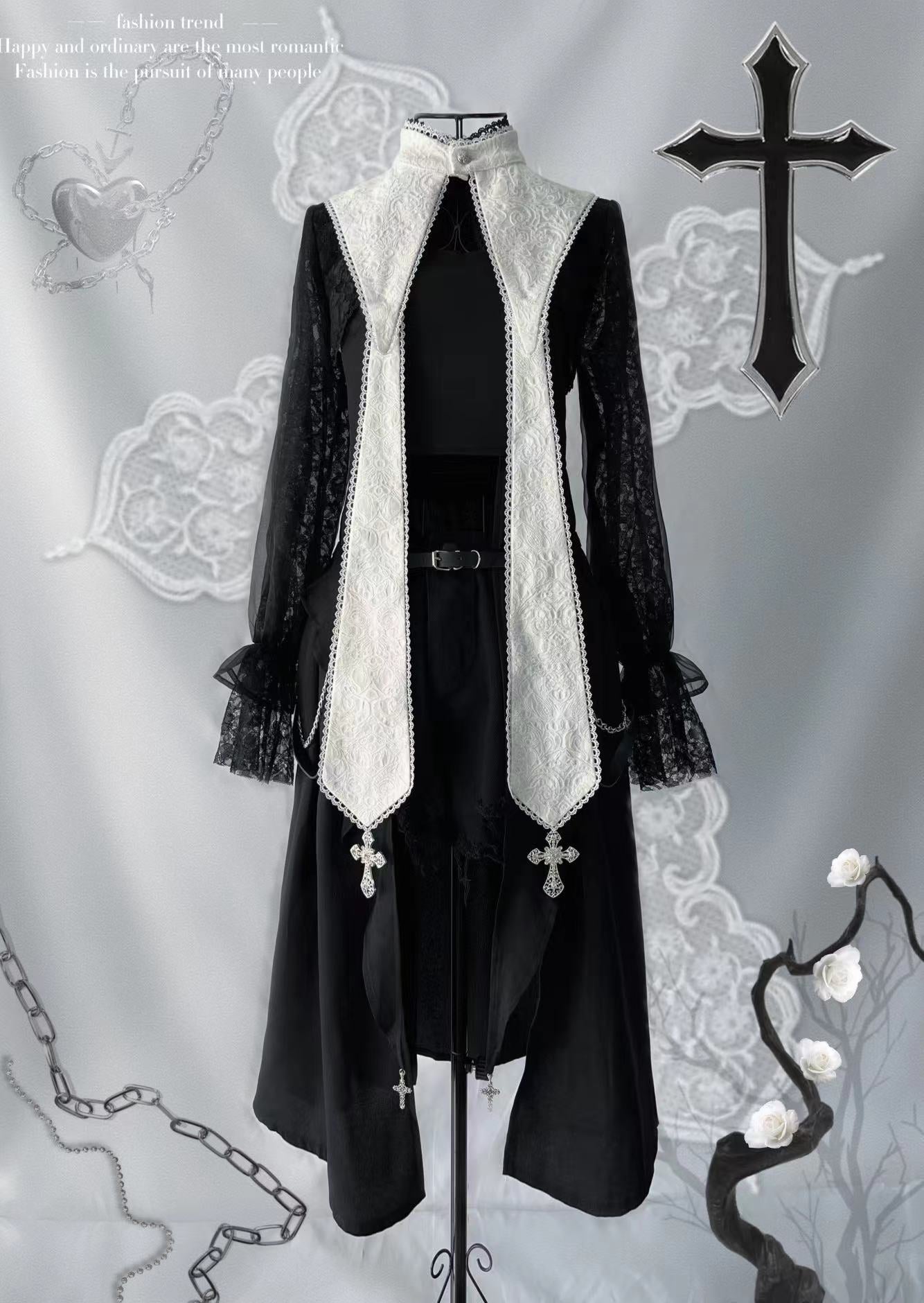 Your Highness - Nun Lolita Gothic OP Dress Full Set