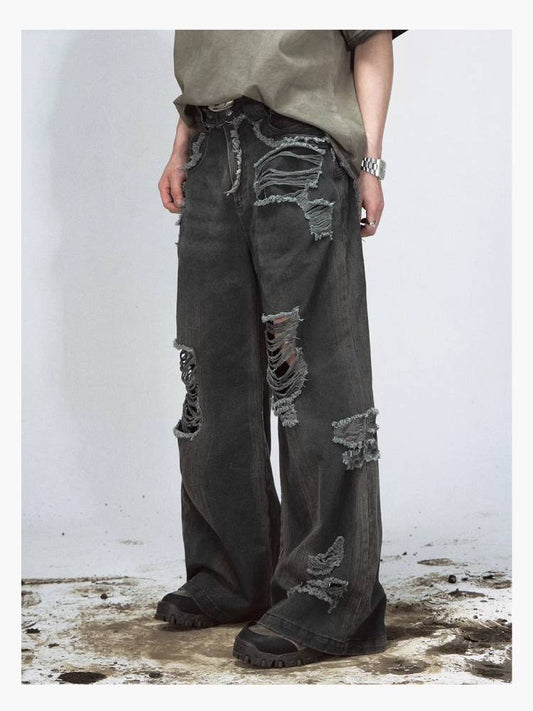 Distressed loose wide leg pants【s0000009223】