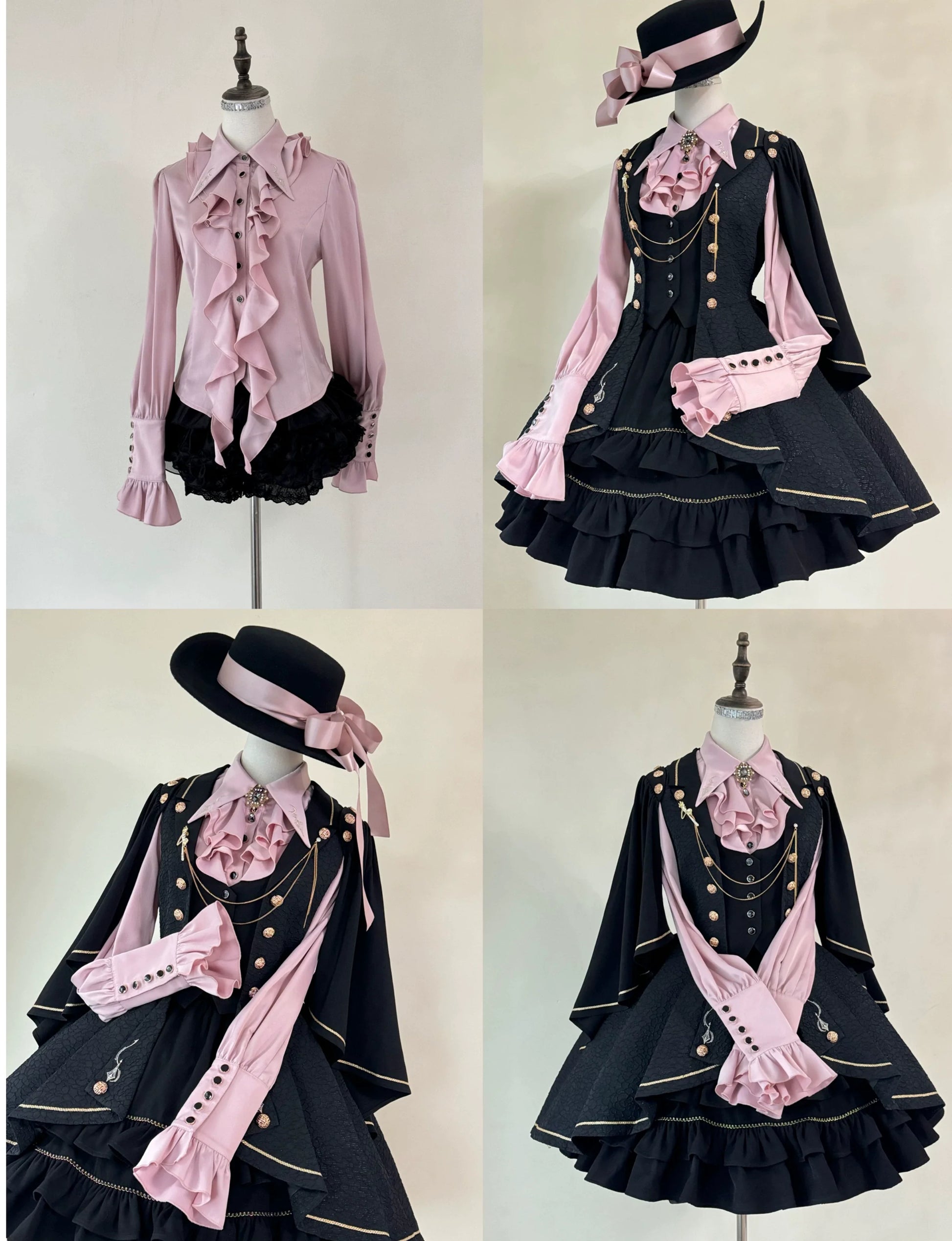 SilentMars - Fallen Moon Rule - Military Lolita Shirt Set Retro Knight Style Blouse